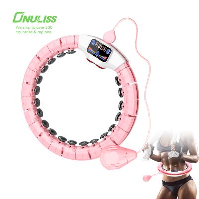 China Weighted Hoola Circle With Vibration Work Other Smart Weighted Polynesian Hoola Dance Ring Hoop Play Accessories Fitness Plastic Pink Hoops for sale