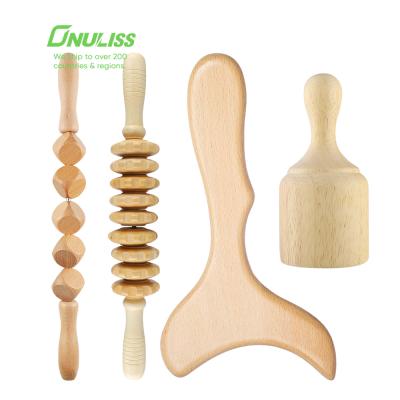 China The Surface Is Wooden Smooth Maderotherapy Therapy Massage Tool Kit Lymphatic Drainage Tool Wooden Roller Stick for sale