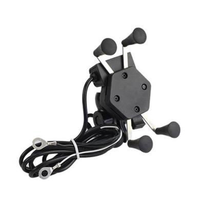 China Portable Popular USB Charger ABS Iron X Grip Clamp Bike Mobile Phone Motorcycle Phone Holder for sale