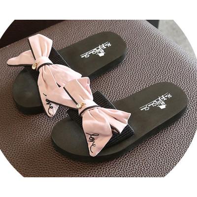 China 2021 cute soft parent-child girl beach sandals fashion summer flower bow slip female children slippers trend non for sale