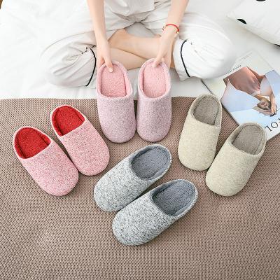 China Autumn And Winter Lightweight Solid-color Couple Home Indoor Plush Floor Confinement No-skid Cotton Slippers Men And Women's Slippers for sale