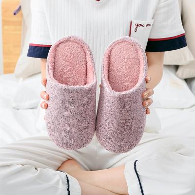 China Autumn Winter Japanese Solid-Color Couple Lightweight Cotton Slippers Home Indoor Plush Floor Imprisonment No-skid Men's And Women's Slippers for sale