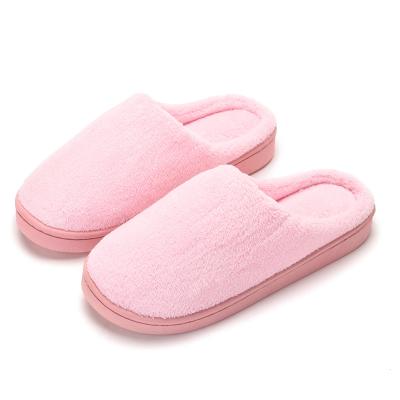 China Lightweight Autumn Winter Solid Color Cotton Slippers Men Women Couple Coral Fleece Cotton Slippers Home Indoor Warm Non-slip Wear Resistant for sale