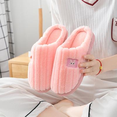 China New winter solid color rabbit fur rabbit fur light cotton slippers cute cartoon rabbit men and women couple cotton indoor slippers hot wholesale for sale