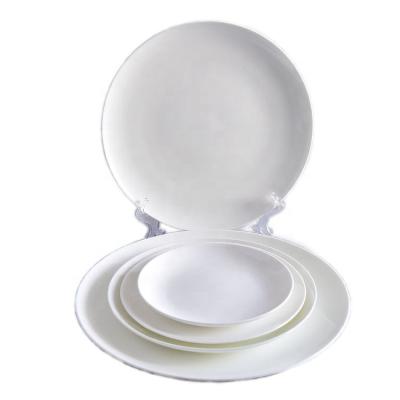 China Sustainable best-selling hotels and custom-made decals dishes and desserts bone china pure white moon dishes for sale