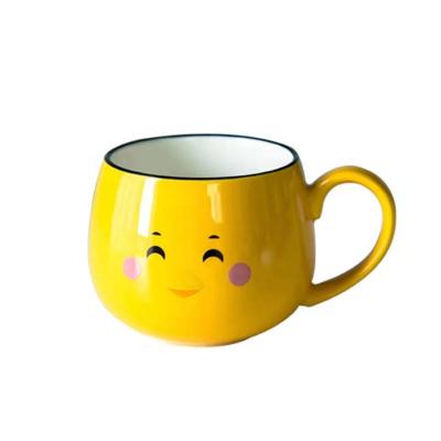 China Viable Cartoon Cute Children Enamel Cup Student Creative Animal Household Water Breakfast Milk Cup Ceramic Mug for sale