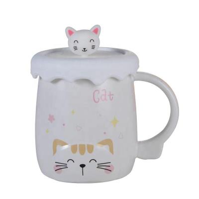 China Water Viable Ceramic Creative Cute Animal Head Mug Personality Factory Supply Super Cute Super Cute Girl Mug for sale