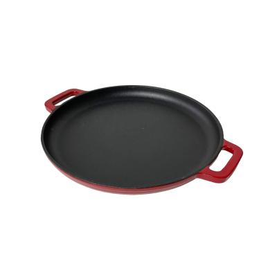 China General Use for Gas and Induction Cooker Stron Thai 35CM Cast Iron Enamel Skillet Large Round Cast Iron Skillet with Two-Ear for sale