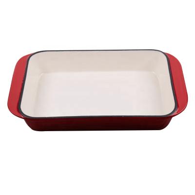 China Disposable Cast Iron Cookware Sets Rectangle Enamel Non-Stick Cast Iron Roasting Pan Cast Iron Loaf Pan for sale