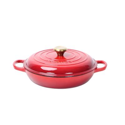 China Sustainable Stron Cast Iron Enamel Cookware Thai Casserole Enamel Large Shallow Round Cast Iron Casserole for sale