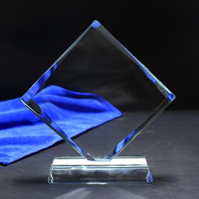 China Europe Trophy Rhombus Shape Award Crystal Material Cut Blank Crystal For Customized for sale