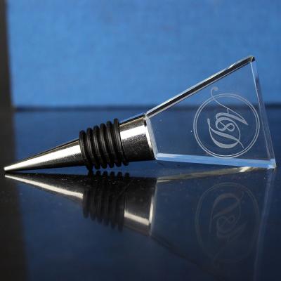 China Crystal Modern Design Crystal Laser Etched Glass Party Wine Bottle Stopper Custom for sale