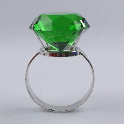 China Crystal Hotel Wedding Decorative Green Diamond Crystal Napkin Holder Rings for sale