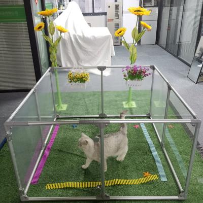 China Transparent Acrylic Semi-circle Foldable Pet Fence for Indoor or Outdoor in DIY Style for sale