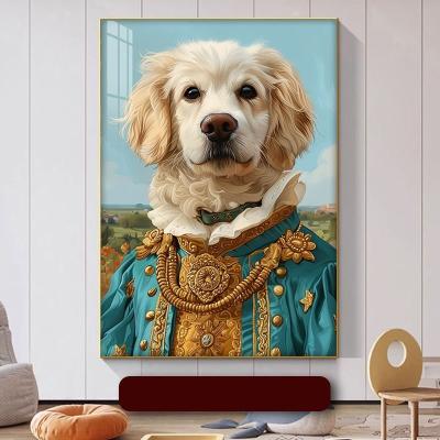 China Honden Katten Huisdier Portret Op maat gemaakt Aluminium frame Meerdere huisdieren Decoratief schilderen Te koop