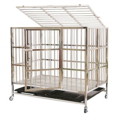 China Large Foldable Stainless Steel Dog Cage with No Pattern and Push-up Closure for sale