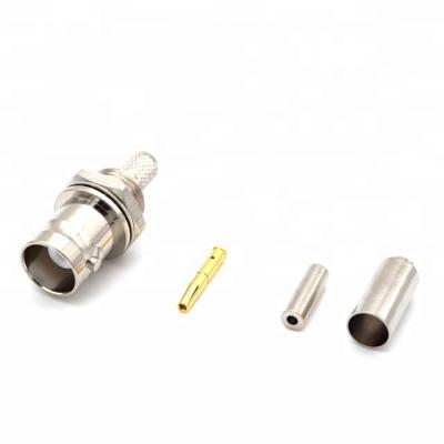 China Female Microwave BNC Jack Bulkhead Mount Crimp For RG316 RG58 LMR195 Cable RF Connector for sale