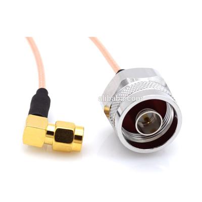 China 90 Degree Electronic RF Connector SMA Crimp Male Right Angle Type SMA Cable Assembly For RG316 RG174 Cable for sale