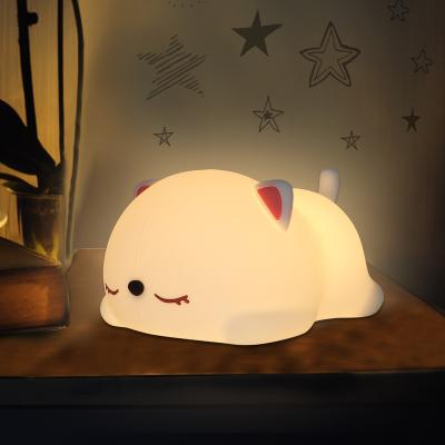 China Amazon Top Sales Novelty Mini Decorative Usb Rechargeable Silicone Cat Kids Rechargeable Eco-friendly Led Night Light for sale