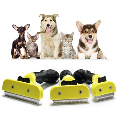 China Viable S M LYellow Pet Hair Sweeps For Dog Cat Small Animal Grooming Comb Tickling Fur Cleaning Brush Hair Comb Furmines Tools for sale