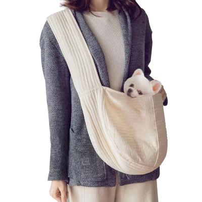 China Single Travel Tote Shoulder Bag Breathable Comfort Sling Shoulder Bag Dog Carrier Travel Viable Handmade Outdoor Canvas Handbag for sale