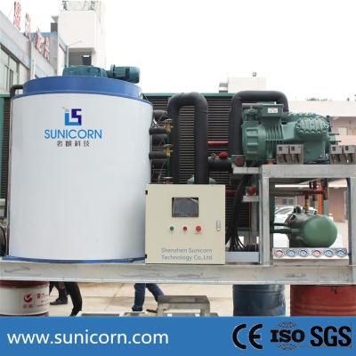 China CE Approved Flake Ice Machine 10T Daily Output With 75.5Kw Refrigeration Capacity for sale