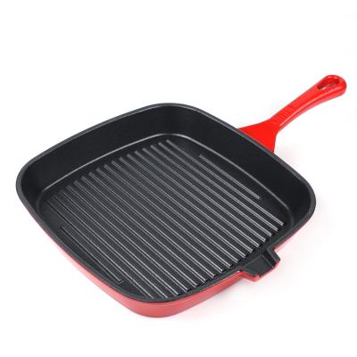 China Sustainable Non-Stick Cast Iron BBQ Square Grill Pans With Handle For Amazon for sale