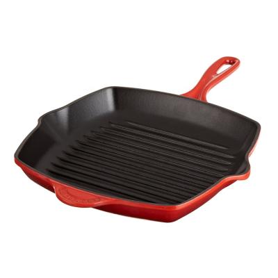 China Sustainable 10 Inch Enameled Cast Iron Grill Pan With Handle for sale