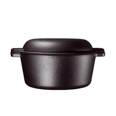 China Pre-Seasoned 2 Viable in 1 Double Cast Iron Dutch Oven Set with Stove Lid for sale