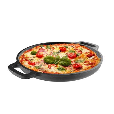 China Durable Cast Iron Flat Bottom Pizza Pancake Non-Stick Bakeware Pan for sale