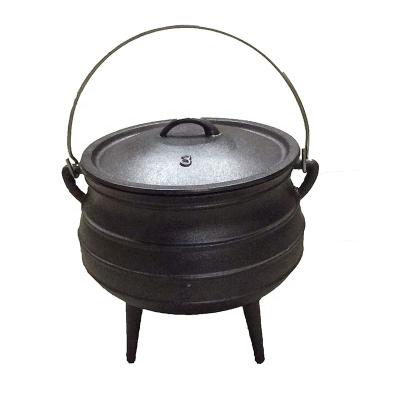 China Sustainable Cast Iron African Potjie Pot With Lid With Wooden Box for sale