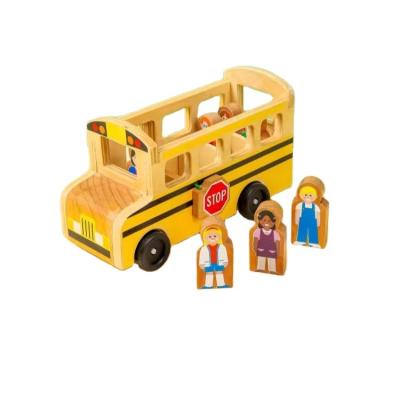 China Safety High quality toddler kids play set wooden school bus toys for sale