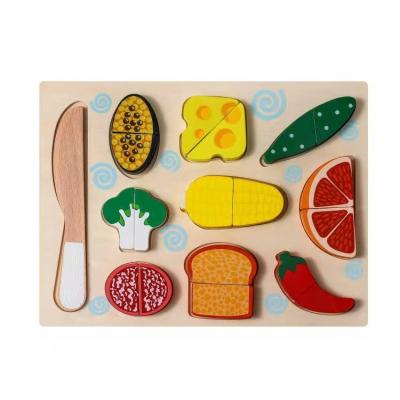 China Preschool Eductional Toys Hot Sale Wooden Fruit Vegetable Cutting Kitchen Pretend Toy Wooden Toy Magnetic Kids Cutting Toy Kids Learning Game for sale