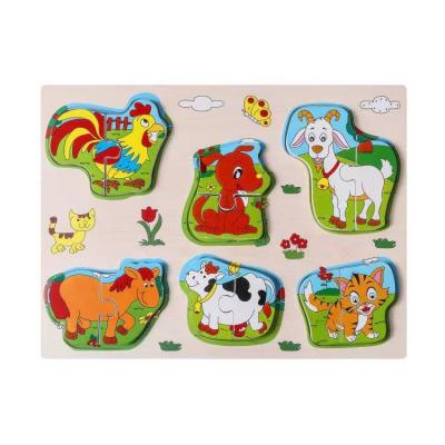 China Cartoon Toy Hot selling new multiple styles animal cartoon wooden 3D jigsaw puzzle early education jigsaw puzzle hand grasp assembly toy sha for sale