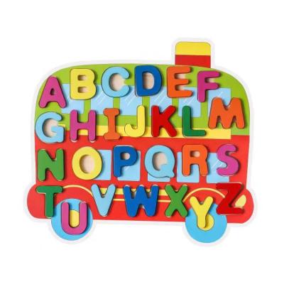 China Safety Kids toys educational letter and number puzzle set wooden learning puzzle board toy for sale