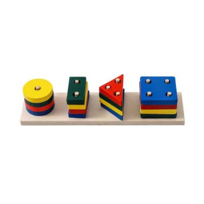 China Educational New wooden toy shape classifier Color recognition educational puzzle blocks Wooden toddler stacking toys for sale