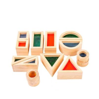 China DIY TOY Creative acrylic rainbow education kids DIY intelligent building wooden stacking blocks creative colorful learning toys for sale