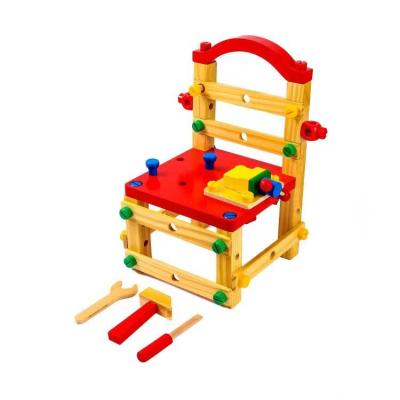 China DIY TOY Fun kids educational wooden DIY building kit assembling work chair toys for sale