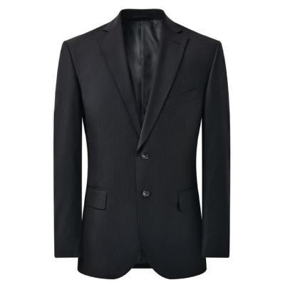 China Breathable Business Dress Wool Cashmere Stripe Black Bespoke Formal Man Suit for sale