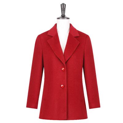 China Waterproof Over 80 Purity Woman Winter Woolen Coats Women Red Wool Coat Long for sale