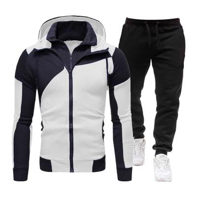 China 2021 Sports Color Block Antibacterial Coat Long Sleeve Hooded Sport Tracksuit Plus Size Jacket Sports Casual Men's Sweatsuit for sale