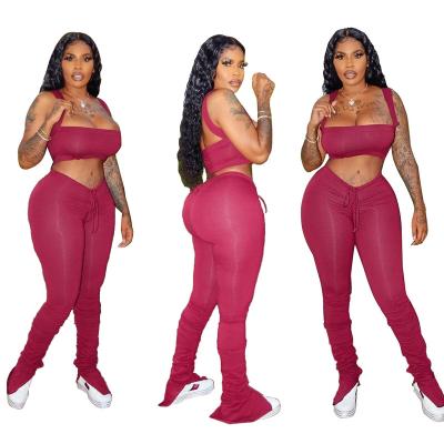 China Anti-pilling Butterfly Cotton Designer Plus Size 2020 Wholesale Custom High Quality Knitted Stacked Stacked Pants Set for sale