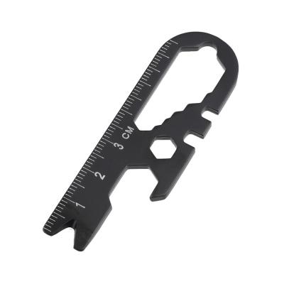 China 6 in 1 Portable Molle Carabiner Premium Mottled Person EDC Tool Keychains Survival String Knife Outdoor Black EDC Multi Tool for sale