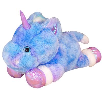 China Cute Soft Stuffed Unicorn Doll Lying Unicorn Plush Rainbow Sky Starry Toy 40CM for sale