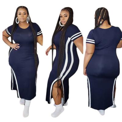 China Anti-static striped short-sleeved professional dress dress O-neck Dreaa skirt decoration body temperament female fashion for sale