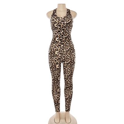 China Anti-static new style sexy backless jumpsuits for women leopard print playsuits for sale