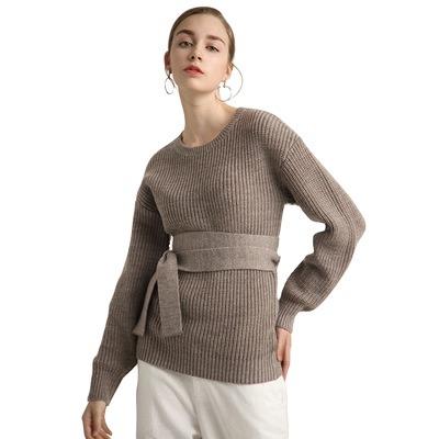 China New Design Anti-wrinkle Women's Slim O-Neck Sweater With Delt Cotton Shirt Sweaters for sale