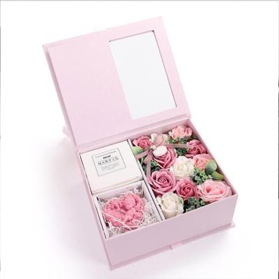 China I Love You Large Floral Transparent Pink PVC Flower Recyclable Mother's Day Valentine's Day Gift Packaging Recyclable Paper Box For Mom for sale