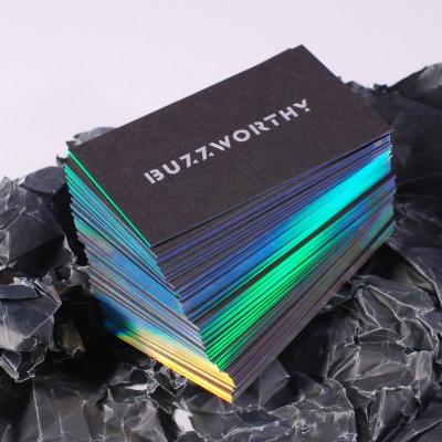 China paper & Cardboard Packaging PVC Holographic Black Gold Foil Embossed Sublimation Customs Paper Luxury Business Card Printing With Logo for sale