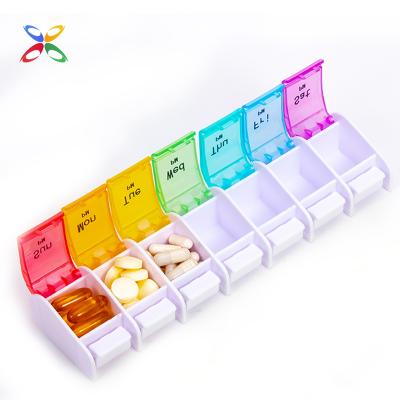 China High Quality Cheap Eco-friendly Home Weekly Organizer Pill Organizer Plastic Pill Box Portable Weekly Medicine Box for sale